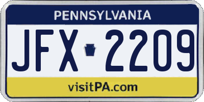 PA license plate JFX2209