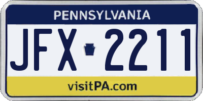 PA license plate JFX2211