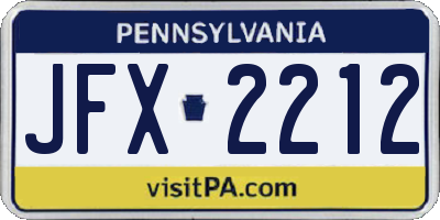 PA license plate JFX2212