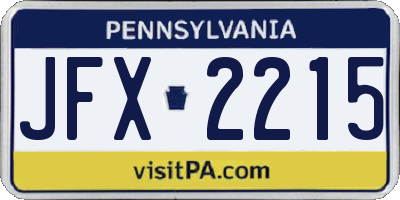 PA license plate JFX2215