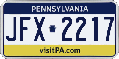 PA license plate JFX2217