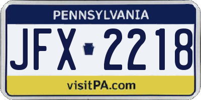 PA license plate JFX2218