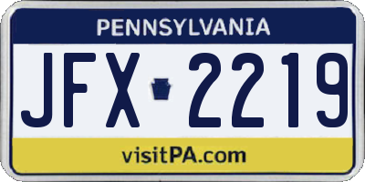 PA license plate JFX2219