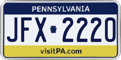 PA license plate JFX2220