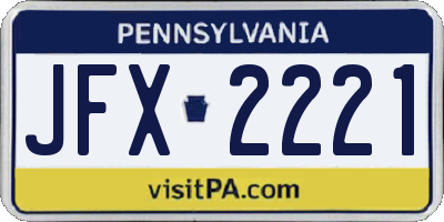 PA license plate JFX2221
