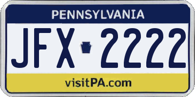 PA license plate JFX2222