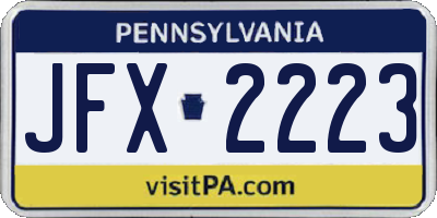 PA license plate JFX2223