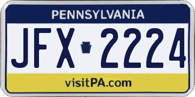 PA license plate JFX2224