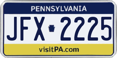 PA license plate JFX2225