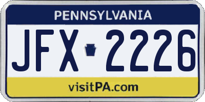PA license plate JFX2226