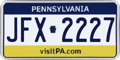 PA license plate JFX2227