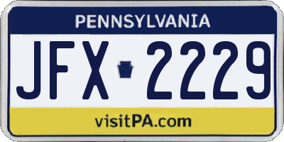 PA license plate JFX2229