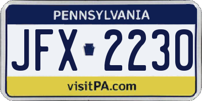 PA license plate JFX2230