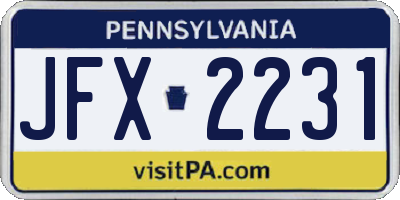 PA license plate JFX2231