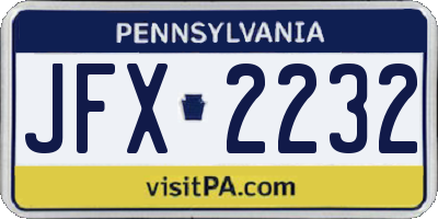 PA license plate JFX2232