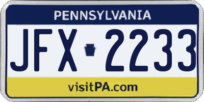 PA license plate JFX2233