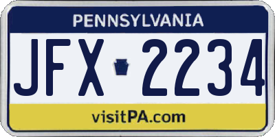 PA license plate JFX2234
