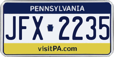 PA license plate JFX2235