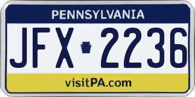 PA license plate JFX2236