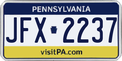 PA license plate JFX2237