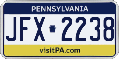 PA license plate JFX2238