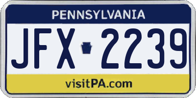 PA license plate JFX2239