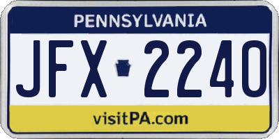 PA license plate JFX2240