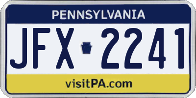 PA license plate JFX2241