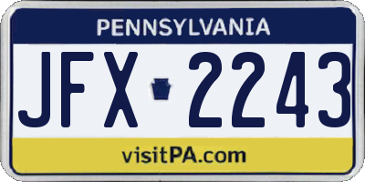 PA license plate JFX2243