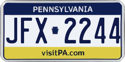 PA license plate JFX2244