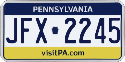 PA license plate JFX2245