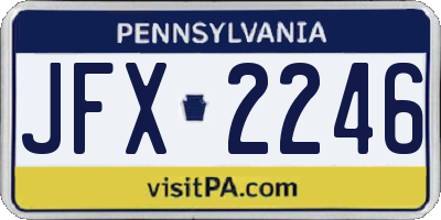 PA license plate JFX2246