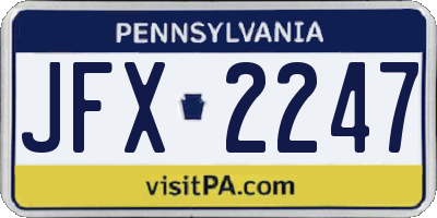 PA license plate JFX2247