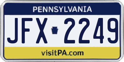 PA license plate JFX2249