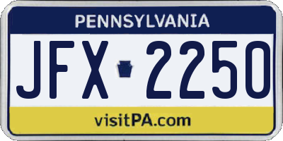PA license plate JFX2250