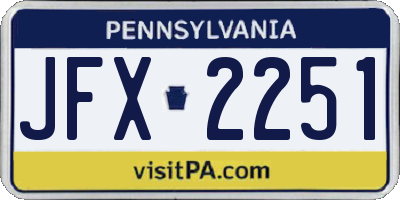 PA license plate JFX2251
