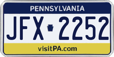 PA license plate JFX2252