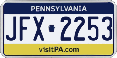 PA license plate JFX2253