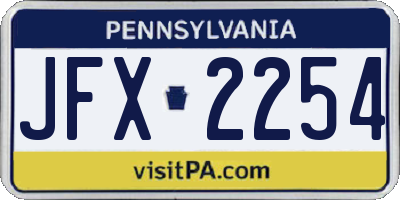 PA license plate JFX2254