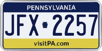 PA license plate JFX2257