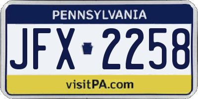 PA license plate JFX2258