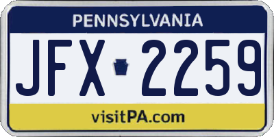PA license plate JFX2259
