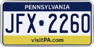 PA license plate JFX2260