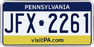PA license plate JFX2261