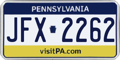 PA license plate JFX2262