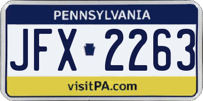 PA license plate JFX2263