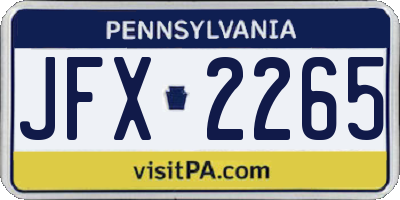 PA license plate JFX2265