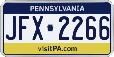 PA license plate JFX2266
