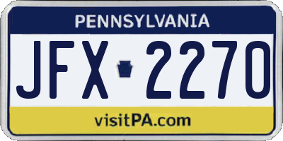PA license plate JFX2270