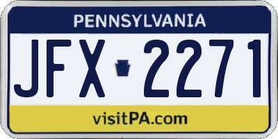 PA license plate JFX2271